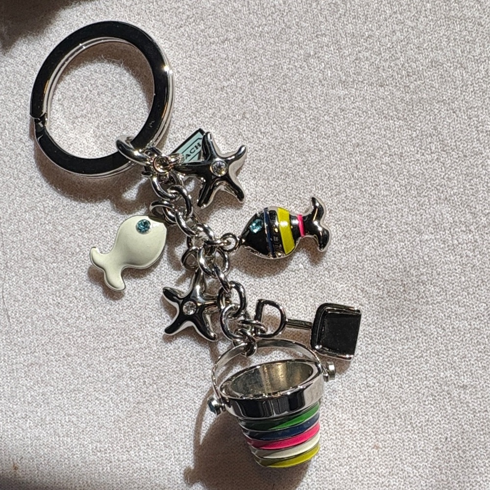 Coach Multicolor Beach Charm Keychain - Silver Hardware